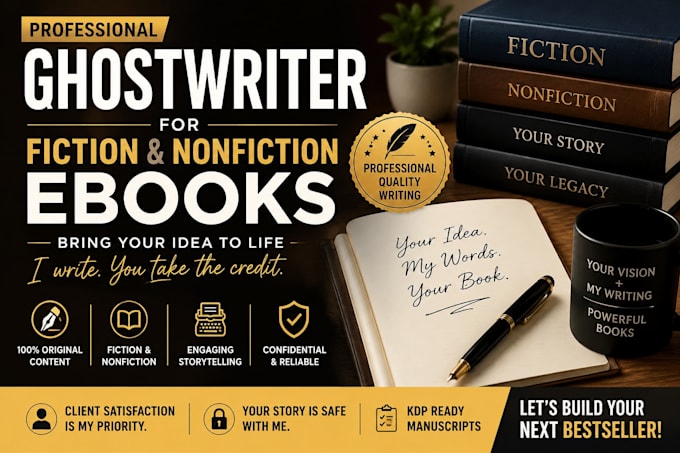 ghostwrite fiction and nonfiction ebooks with a professional ghostwriter
