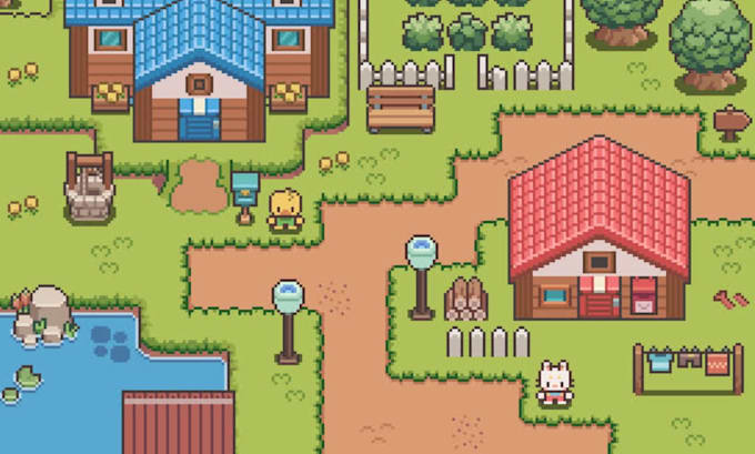 do pixel scenery and background, pixel tileset, tilemap, objects, 8 bit, gameart