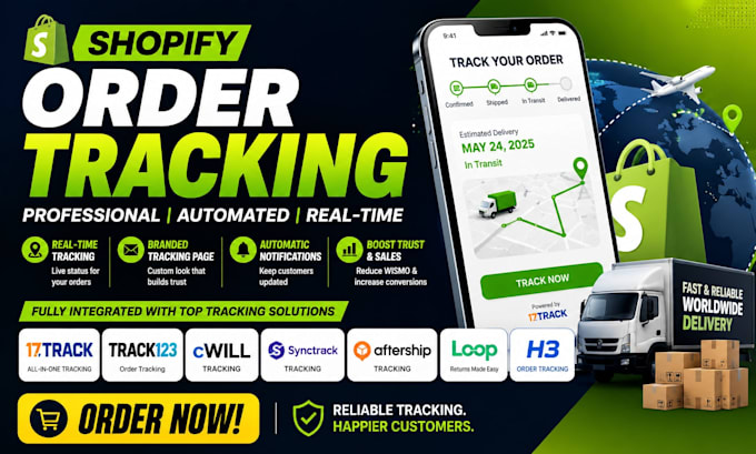 setup shopify order tracking 17track track123 cwill synctrack aftership loop h3