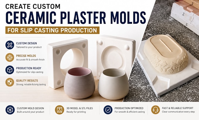create custom ceramic plaster molds for slip casting production