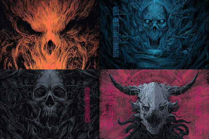 draw dark art illustration with engraving style