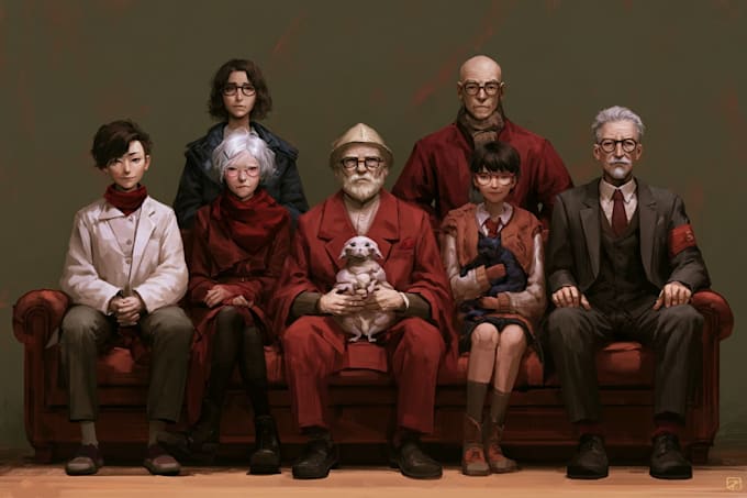 draw family portrait illustration