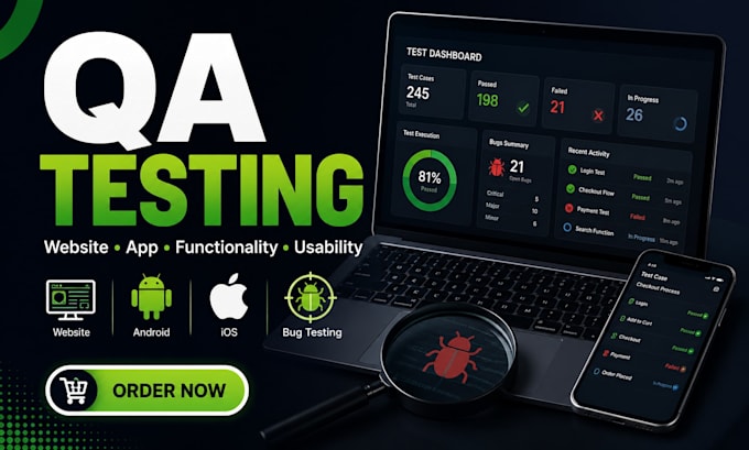 do QA manual testing, website app testing, usability, functionality, android ios