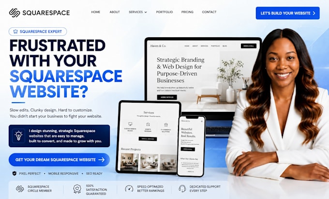 squarespace website design or squarespace redesign custom website development