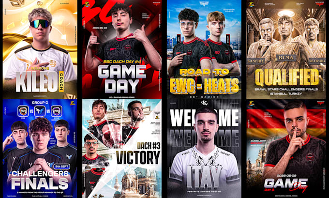 design esports banners and posters for teams