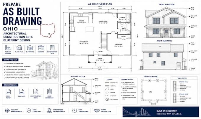 prepare as built drawing ohio architectural construction sets blueprint design