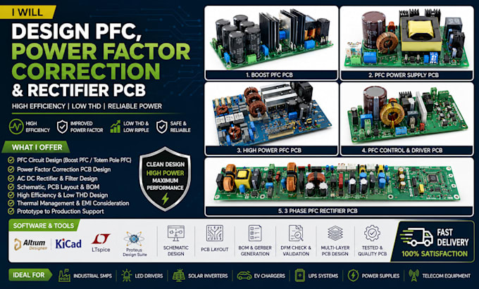 design pfc, power factor correction and rectifier pcb