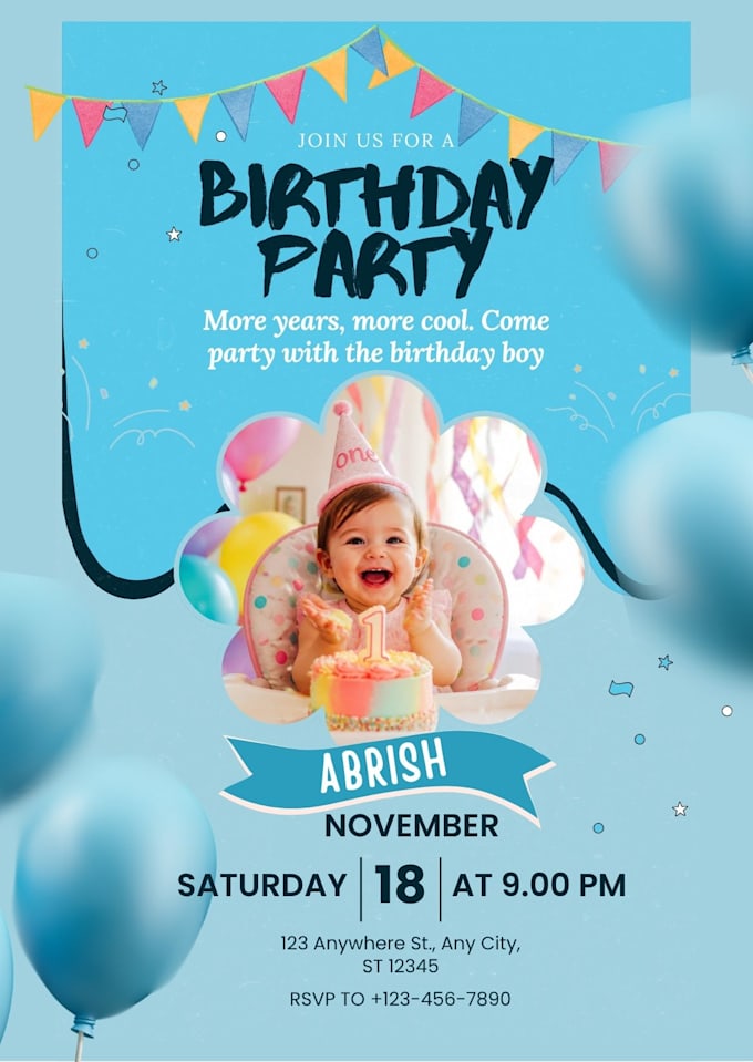 create trendy and stunning hbd invitation cards