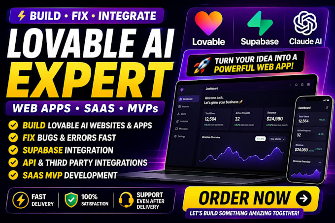 fix build lovable ai website, web app, saas mvp, supabase integration migration