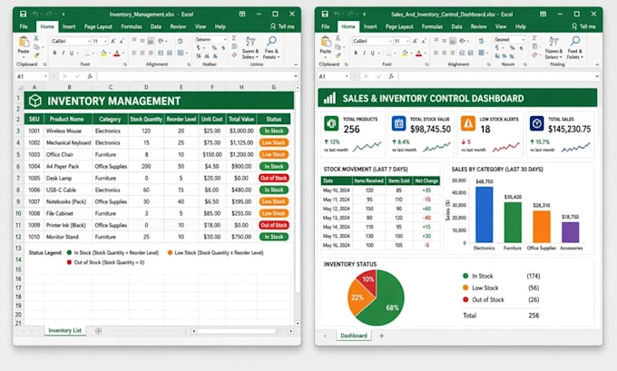 create excel inventory management, stock tracker sales and inventory spreadsheet