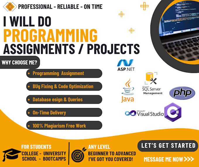 do programming assignments projects in java c sharp PHP sql