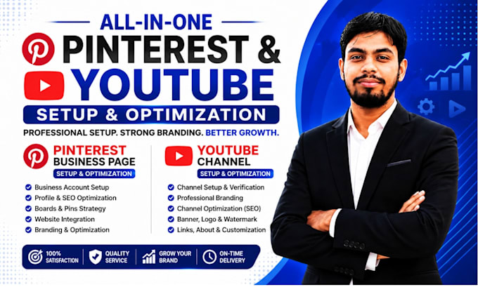 set up and optimize pinterest and youtube channels