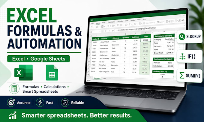 create excel formulas and automated spreadsheets