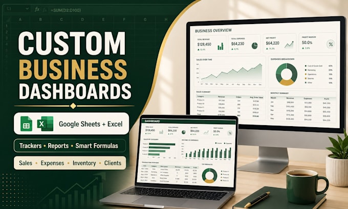 google sheets and excel business trackers dashboards