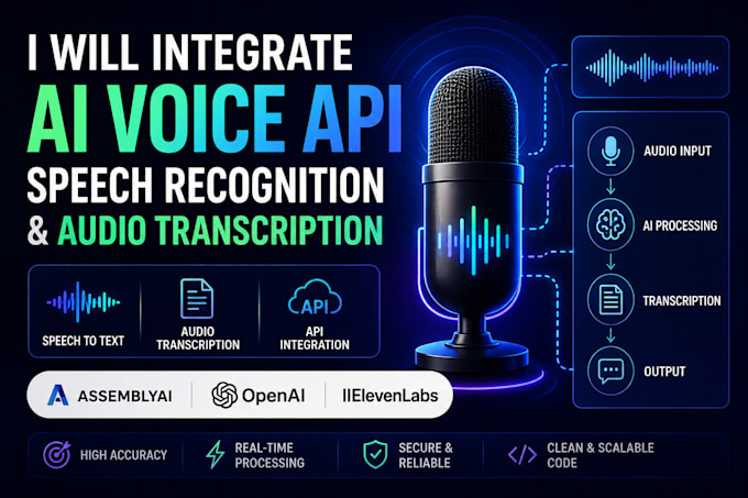 integrate ai voice API, ai integrationspeech recognition and audio transcription