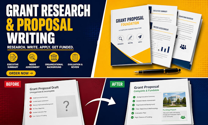 write a business plan, grant proposal, and research