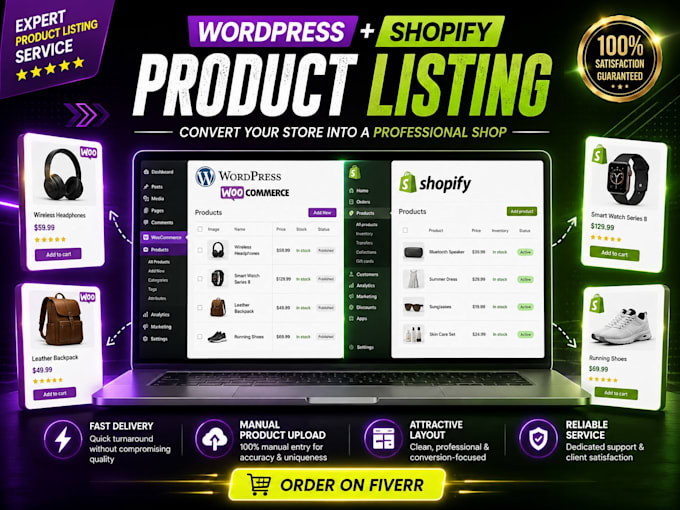 do shopify and wordpress woocommerce product listing with SEO