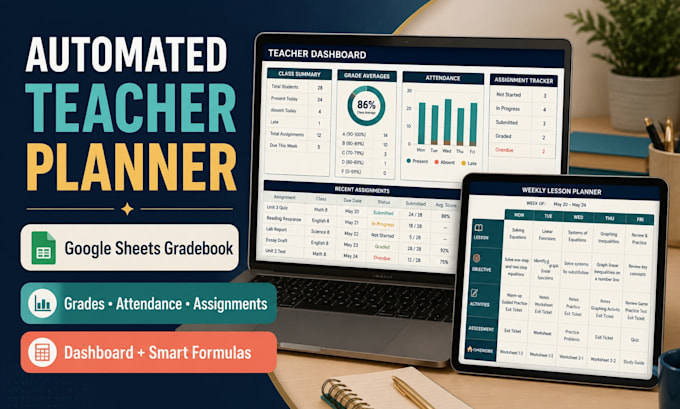 create an automated google sheets teacher planner and gradebook