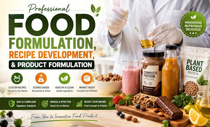 create food formulation, recipe development, and product formulation