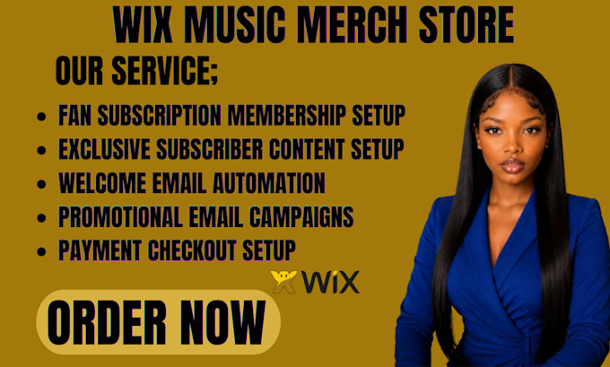 create a wix music merch store with fan subscription and email flows