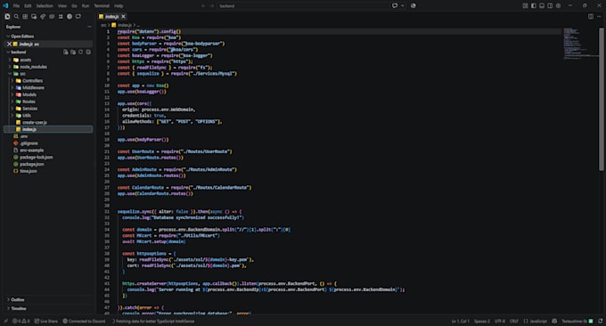 create a scalable node js backend API for your project