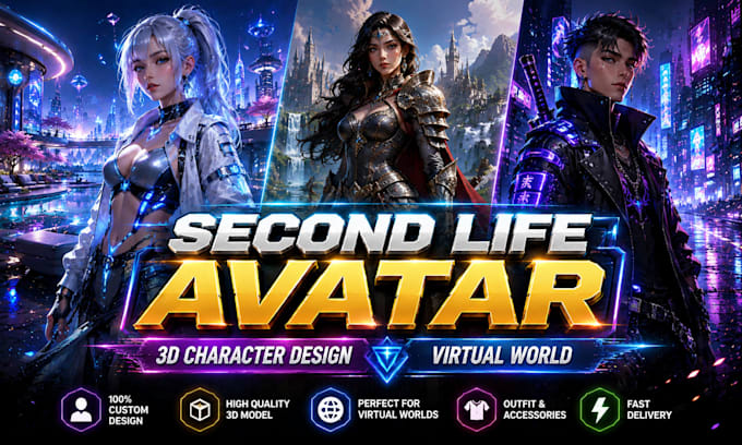 create custom second life avatars and 3d character designs
