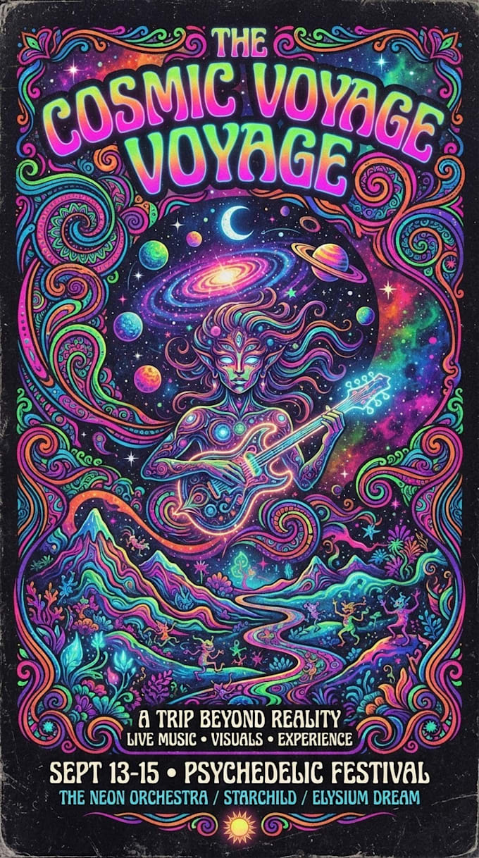 make trippy psychedelic poster designs