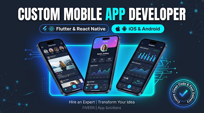 build custom mobile apps in flutter or react native