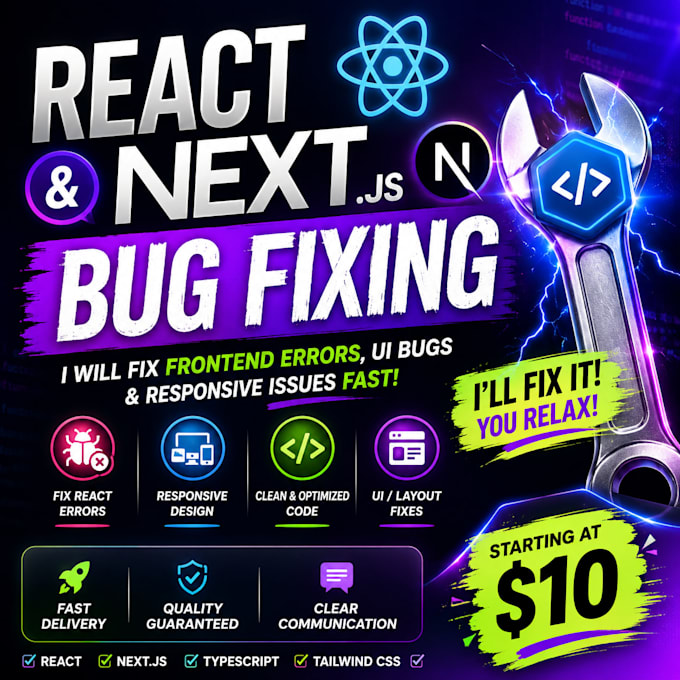 fix react nextjs frontend errors and UI responsive issues