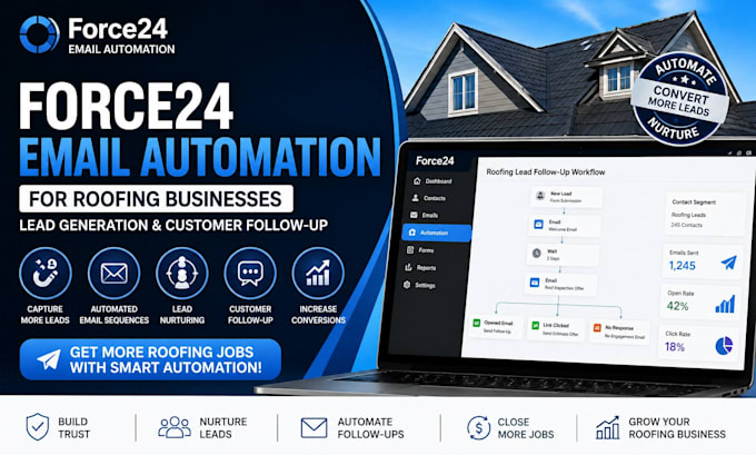 setup force24 email automation roofing lead generation customer followup