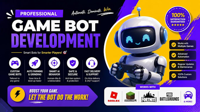 develop a custom game bot, game automation, and game scripting