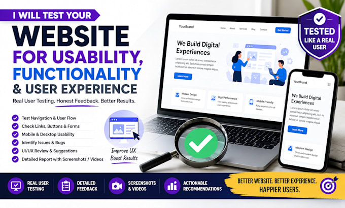 test your website for usability, functionality and user experience