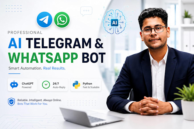 build custom telegram bot or whatsapp ai bot in python