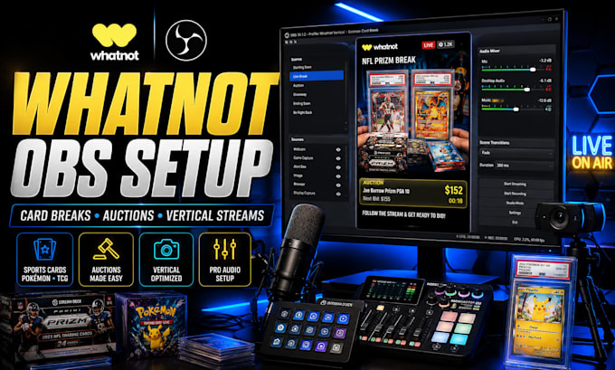 setup obs studio for whatnot vertical streams, card breaks and auctions