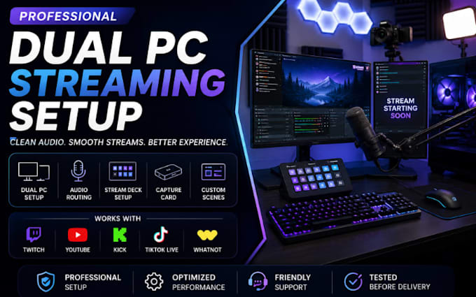 setup your dual PC streaming, obs, stream deck, goxlr, and audio routing