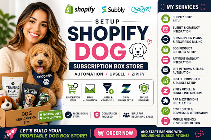 setup shopify subbly cratejoy dog subscriptionbox store automation upsell zipify