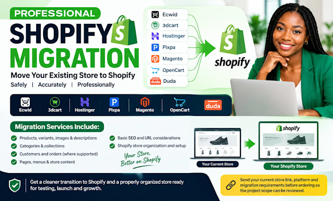 migrate ecwid 3dcart hostinger pixpa magento opencart duda to shopify migration