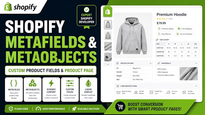setup shopify metafields, metaobjects and custom product fields