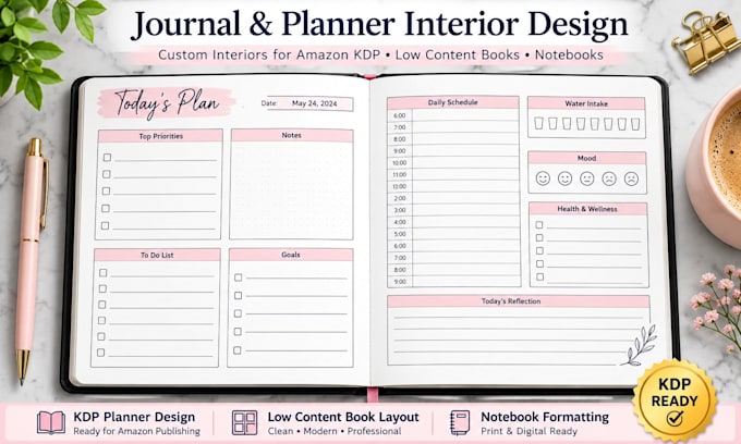 design your journal, planner, or low content book interior