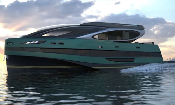 create 3d photorealistic interior and exterior rendering for a yacht or boat