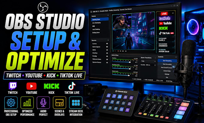 setup and optimize obs studio for twitch youtube kick and tiktok live