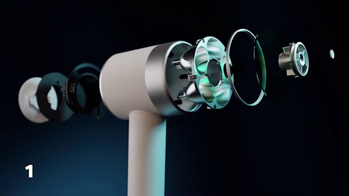 create realistic 3d product animation exploded view mechanical product video