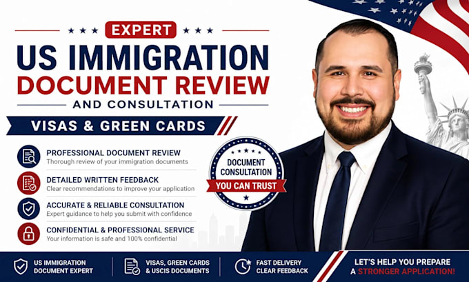 review family, work, and student visa application documents