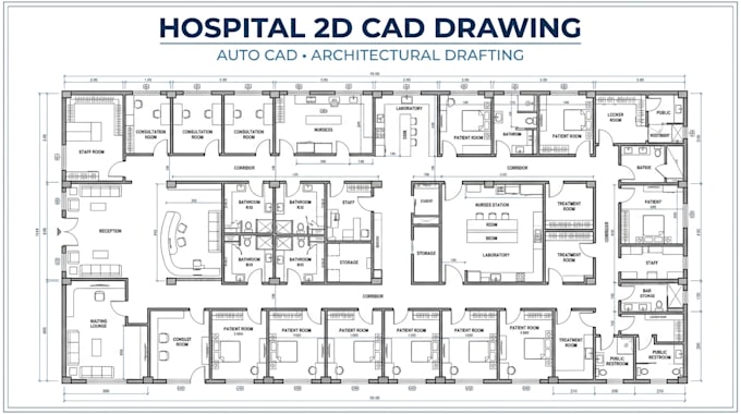 create hospital 2d cad and permit drawings in autocad