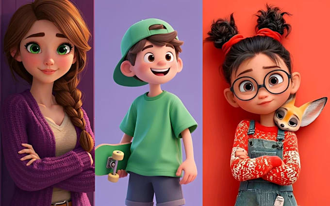 custom 3d cartoon character stylized 3d character convert 2d to 3d mascot model