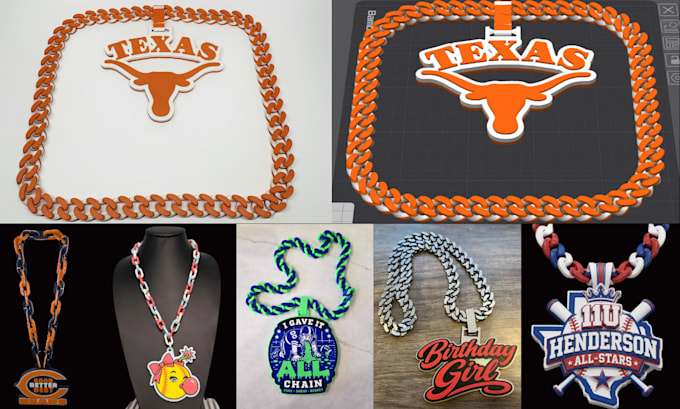 design custom hype chain pendant 3d model stl 3mf turnover chain for 3d printing