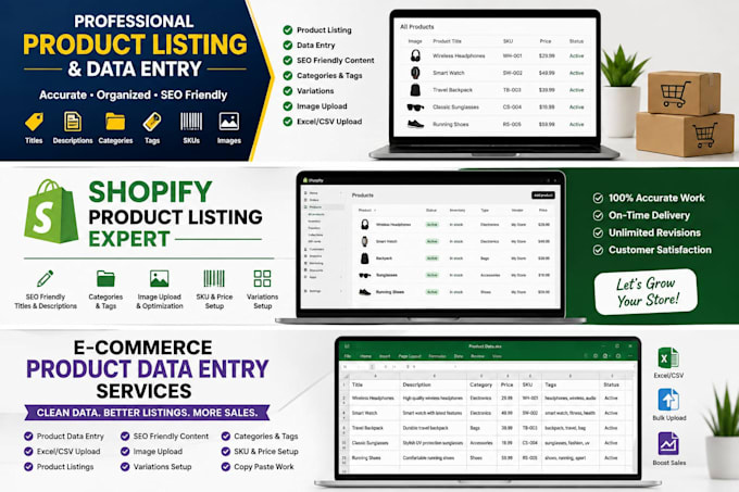 do ecommerce product listing and data entry