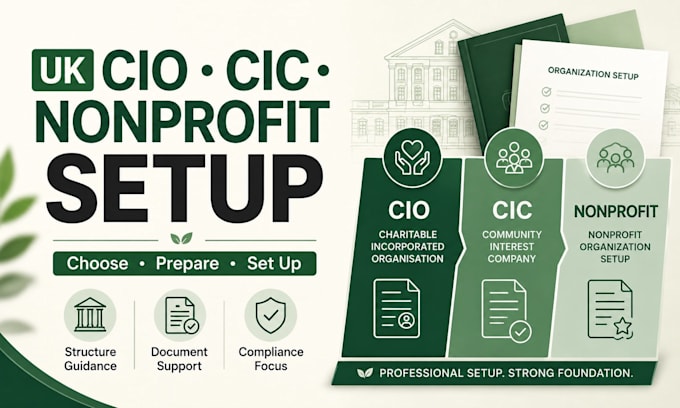 set up your UK cio, cic and nonprofit registration professionally
