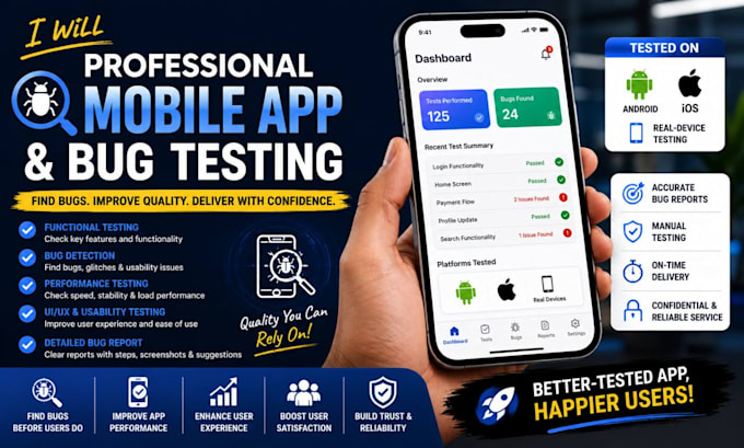 professionally do mobile app and bug testing
