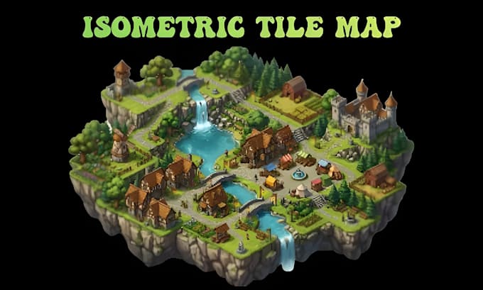 design isometric 2d game map pixel art tile map tabletop map design spritesheet